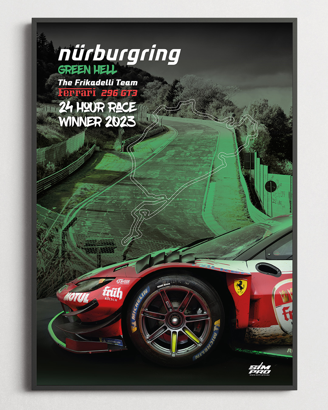 NÜRBURGRING THE FRIKADELLI TEAM FERRARI 296 GT3 24H RACE WINNER - A2 (42 x 59,4 cm)